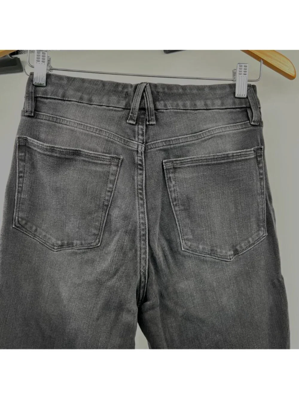 Good American Womens Good Waist Skinny Jeans Distressed Charcoal Size 6/28